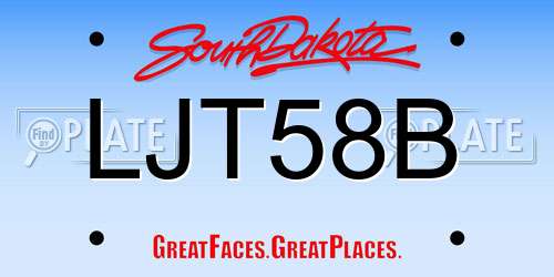 LJT58B South Dakota License Plate