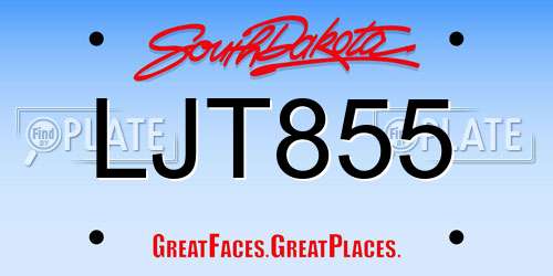 LJT855 South Dakota License Plate