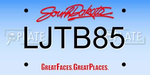 LJTB85 South Dakota License Plate