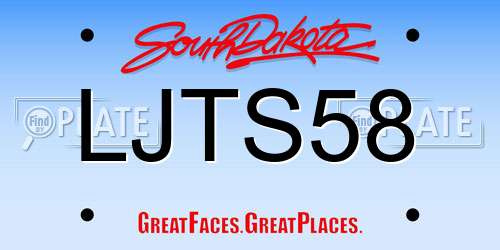 LJTS58 South Dakota License Plate