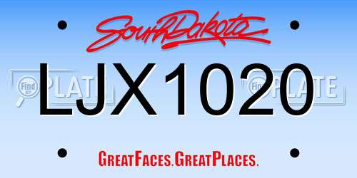 LJX1020 South Dakota License Plate