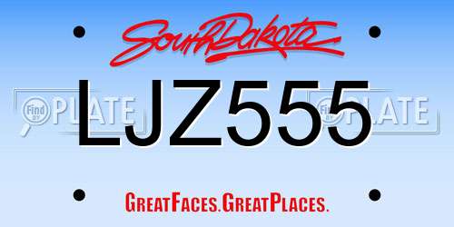 LJZ555 South Dakota License Plate