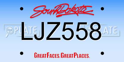 LJZ558 South Dakota License Plate