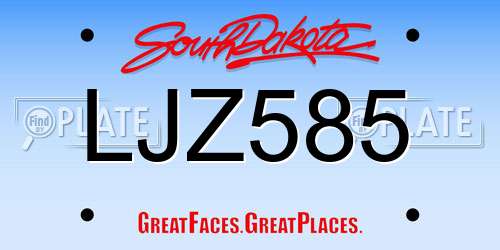 LJZ585 South Dakota License Plate