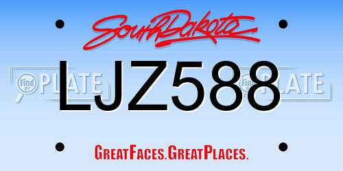 LJZ588 South Dakota License Plate