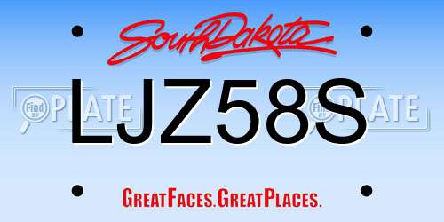 LJZ58S South Dakota License Plate