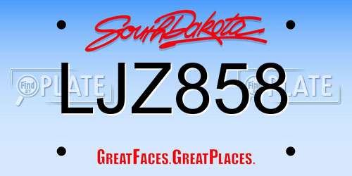 LJZ858 South Dakota License Plate