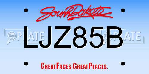 LJZ85B South Dakota License Plate