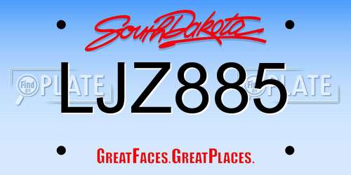 LJZ885 South Dakota License Plate