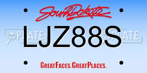 LJZ88S South Dakota License Plate