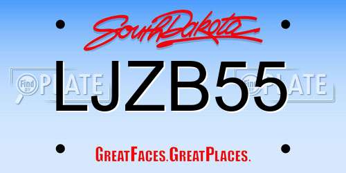 LJZB55 South Dakota License Plate