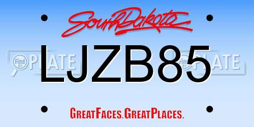 LJZB85 South Dakota License Plate