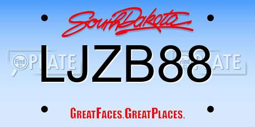 LJZB88 South Dakota License Plate