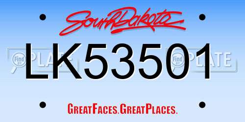 LK53501 South Dakota License Plate