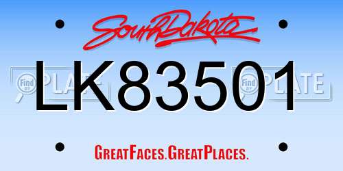 LK83501 South Dakota License Plate