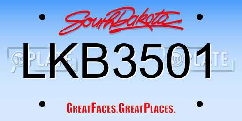 LKB3501 South Dakota License Plate