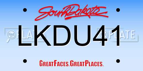 LKDU41 South Dakota License Plate
