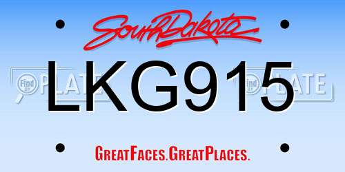 LKG915 South Dakota License Plate