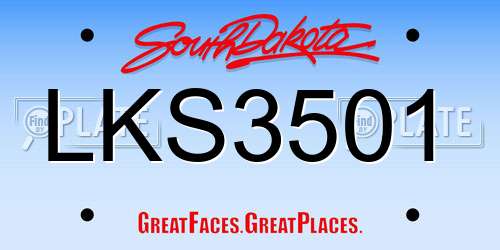 LKS3501 South Dakota License Plate