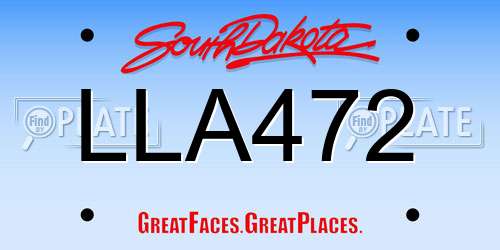 LLA472 South Dakota License Plate