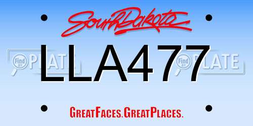 LLA477 South Dakota License Plate