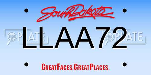 LLAA72 South Dakota License Plate