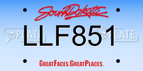 LLF851 South Dakota License Plate