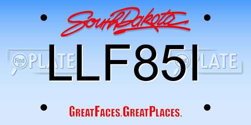 LLF85I South Dakota License Plate
