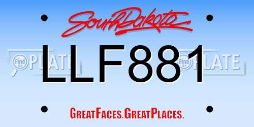 LLF881 South Dakota License Plate