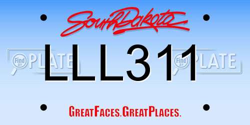 LLL311 South Dakota License Plate