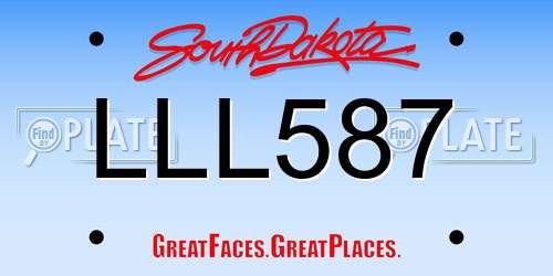 LLL587 South Dakota License Plate