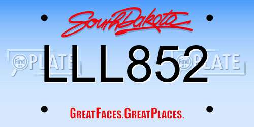 LLL852 South Dakota License Plate