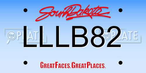 LLLB82 South Dakota License Plate