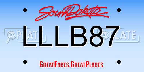 LLLB87 South Dakota License Plate