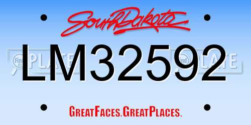 LM32592 South Dakota License Plate