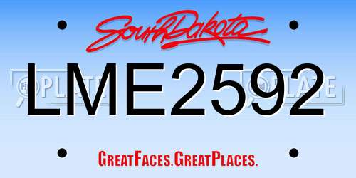 LME2592 South Dakota License Plate