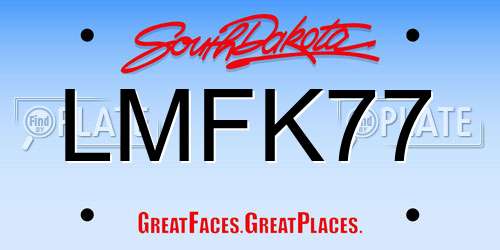 LMFK77 South Dakota License Plate