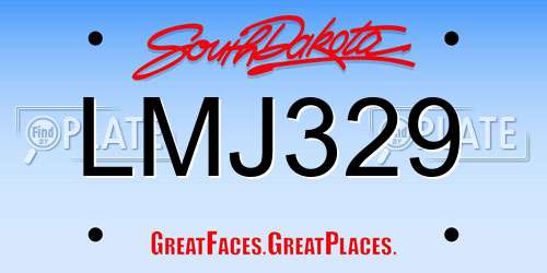LMJ329 South Dakota License Plate