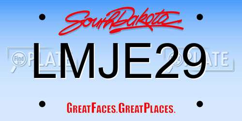 LMJE29 South Dakota License Plate