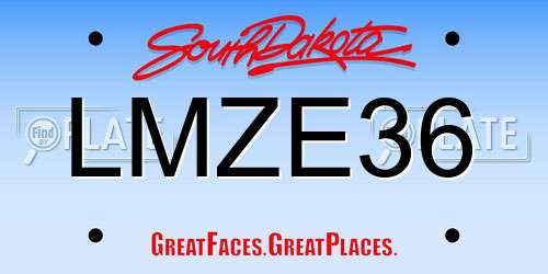 LMZE36 South Dakota License Plate