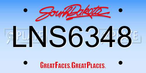 LNS6348 South Dakota License Plate