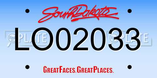 LO02033 South Dakota License Plate