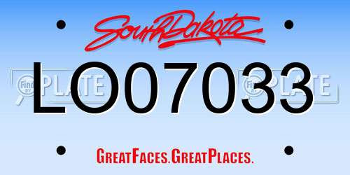 LO07033 South Dakota License Plate