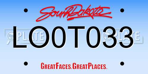 LO0T033 South Dakota License Plate