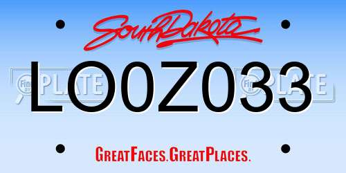 LO0Z033 South Dakota License Plate