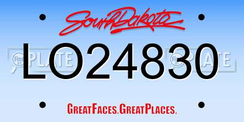 LO24830 South Dakota License Plate