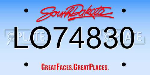 LO74830 South Dakota License Plate
