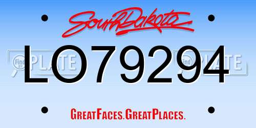 LO79294 South Dakota License Plate