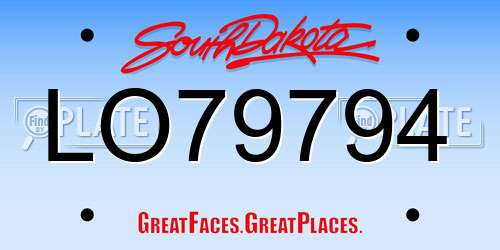 LO79794 South Dakota License Plate