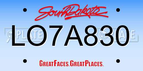 LO7A830 South Dakota License Plate